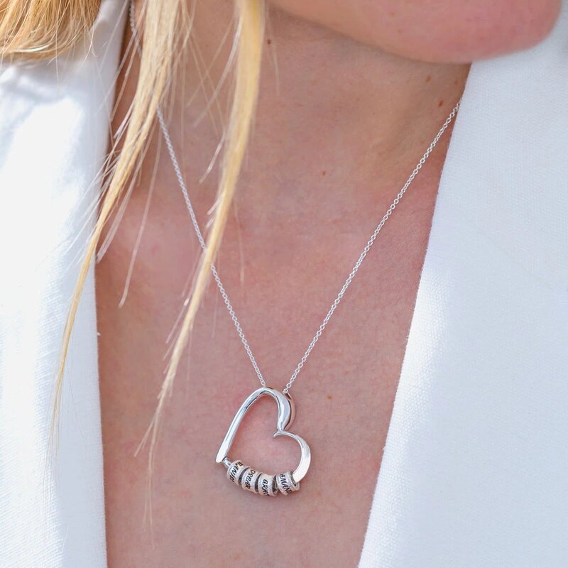 Персонализированное ожерелье с именем сердца, ожерелье с кулоном в виде сердца, персонализированный подарок на день матери