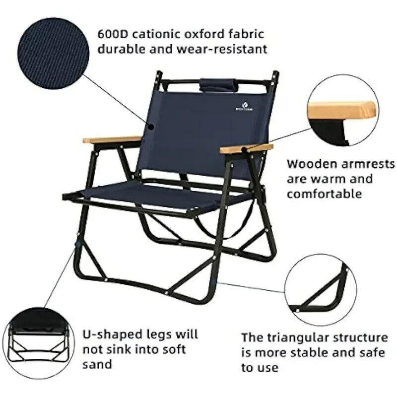 ROCK CLOUD Portable Folding Camping Chair Low Beach Chairs for Camp Lawn Hiking Sports Hunting