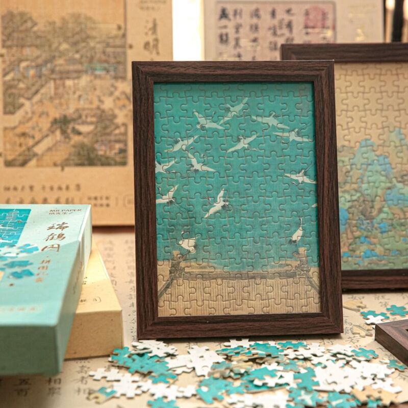 나무 프레임 축복 직소 퍼즐 축복 선물, DIY 수공예 선물, 108 조각 퍼즐, 몬테소리 데스크탑 장식품