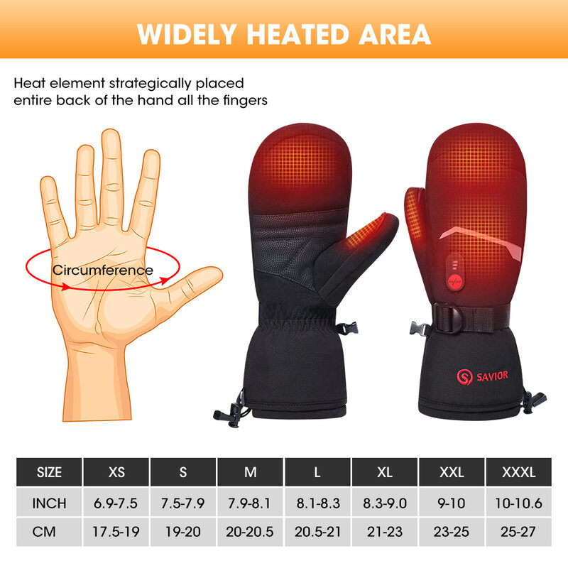 Savior Heat Winter Mittens guanti riscaldati da sci batteria Eelctric ricaricabile per uomo donna tenere al caldo guanti sportivi riscaldati all'aperto