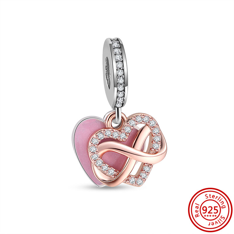100% 925 Sterling Silver Infinite Eternity Style Love Family Friend Shiny Beads Fit Original Pandora Charms Bracelet DIY Jewelry