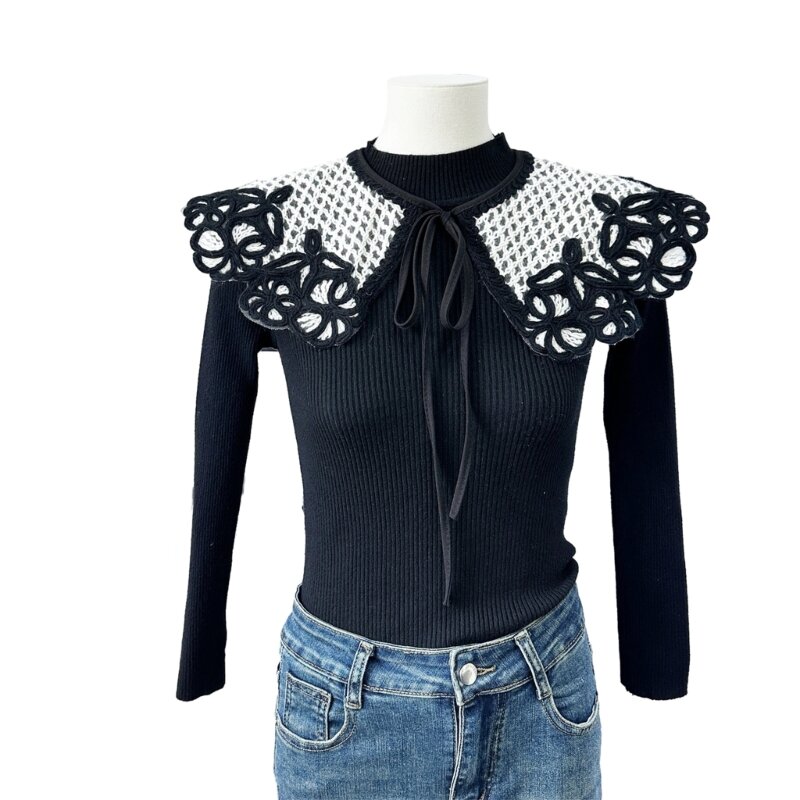 Woman Crochet Flower False Collar for Sweater Formal/ Casual Decorative Collar