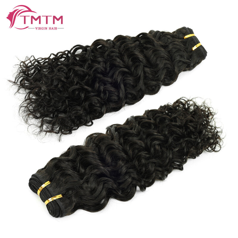 Fala wody ludzkie doczepiane włosy naturalne czarne włosy splot wiązki brazylijskie Remy ludzkie włosy wszyte w wątku przedłużanie 12-18 Cal 100 g/sztuka