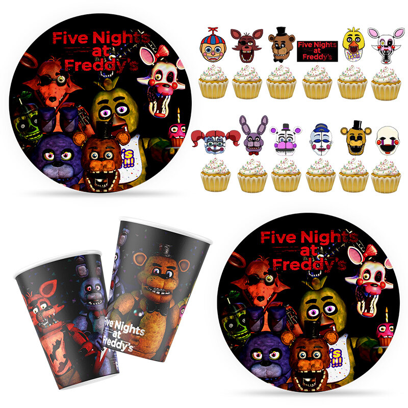 FNAF Five Nights Freddyed Birthday Party Venue Decorate Aluminum Foil Numeral Balloons Banner Background for Baby Shower Supplie