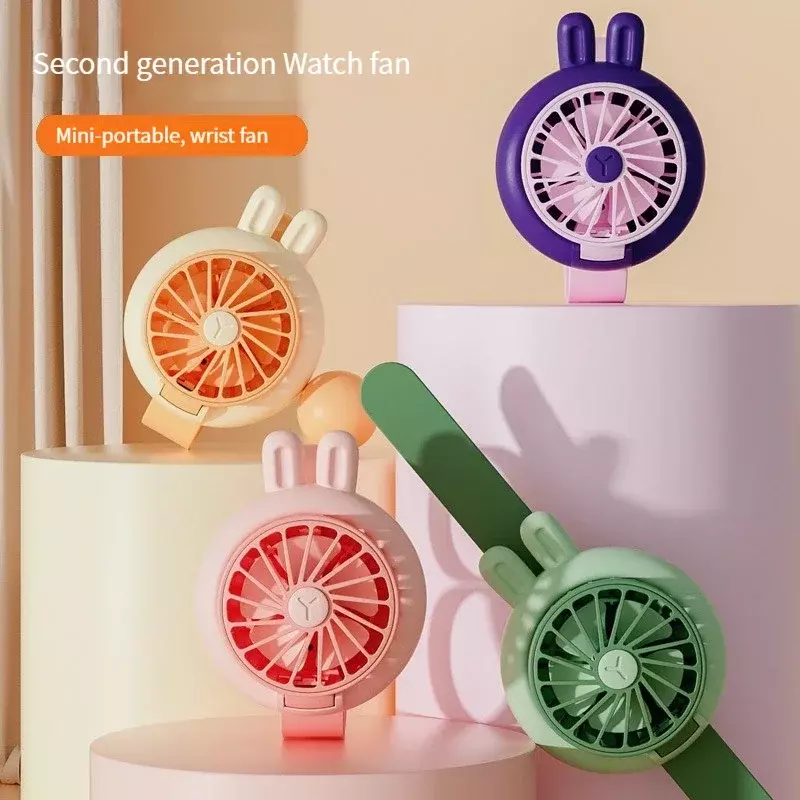 Ventola dell'orologio ricarica USB Mini ventilatore portatile portatile per cartoni animati nuovo regalo per ventole usb per studenti e bambini
