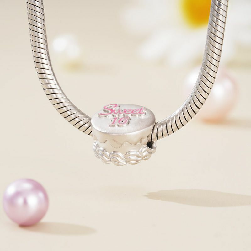 Nova 925 Sterling Silver Feliz Aniversário Bolo Balão de Ar Quente Encantos Beads Fit Pandora Original Pulseira DIY Moda Mulher Jóias