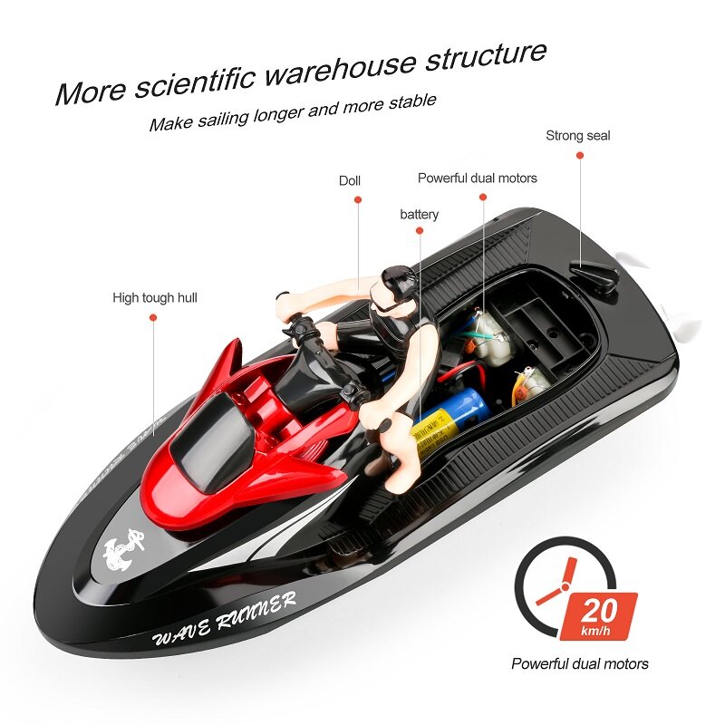 ワイヤレスリモコン付きオートバイボート,2.4g,高速モデル,男の子用ウォーターゲーム