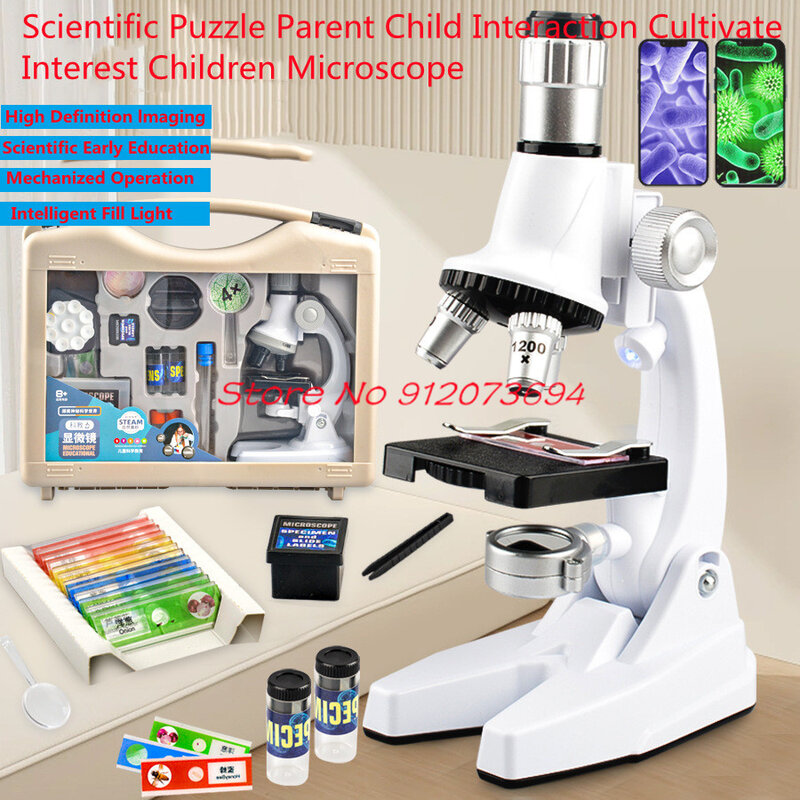 التفاعل بين الوالدين والطفل زراعة الاهتمام المجهر العلمي 100X 600X 1200X التكبير HD الإضاءة التعليمية للأطفال المجهر