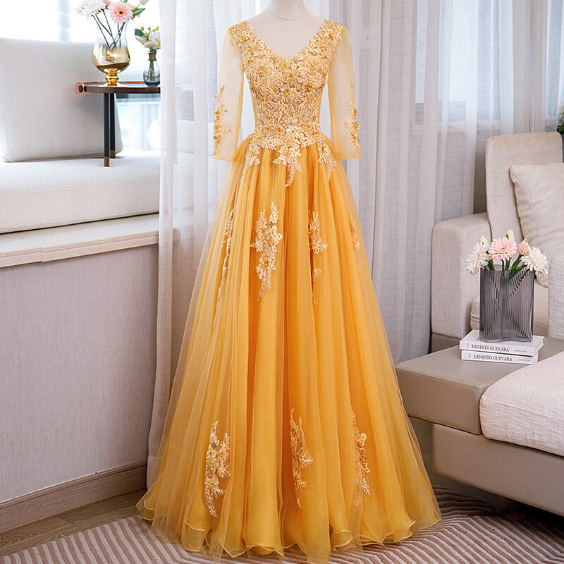 Fashion Ball Gown Women Quinceanera Dresses Appliques Long Sleeves Prom Birthday Party Gowns Formal Vestido De Noche