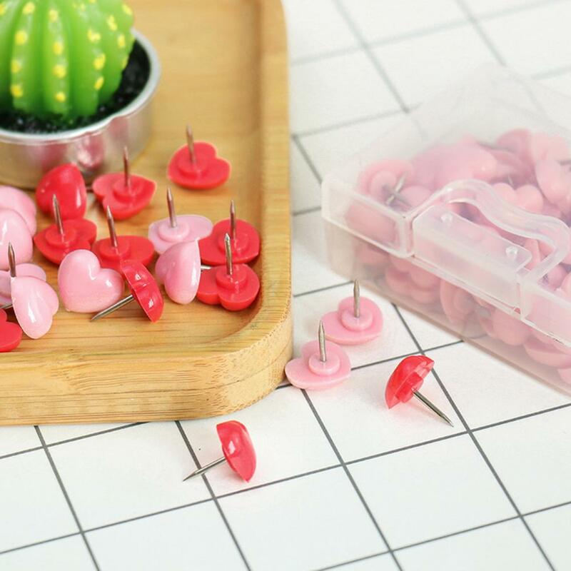 Safety 50 Pcs Strong Nice Appearance Picture Push Pins Heart Shape Heart Pins Good Fixation   School Supplies