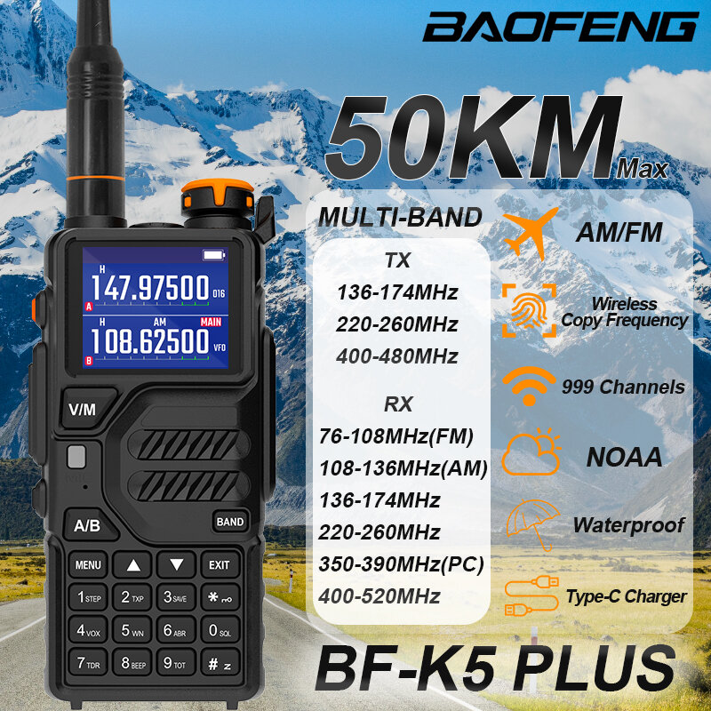 جهاز اتصال لاسلكي محمول Baofeng UV K5 Plus ، راديو هواة ، راديو لحم الخنزير للهواة ، أجهزة استقبال لاسلكية طويلة المدى ، راديو اتجاهين