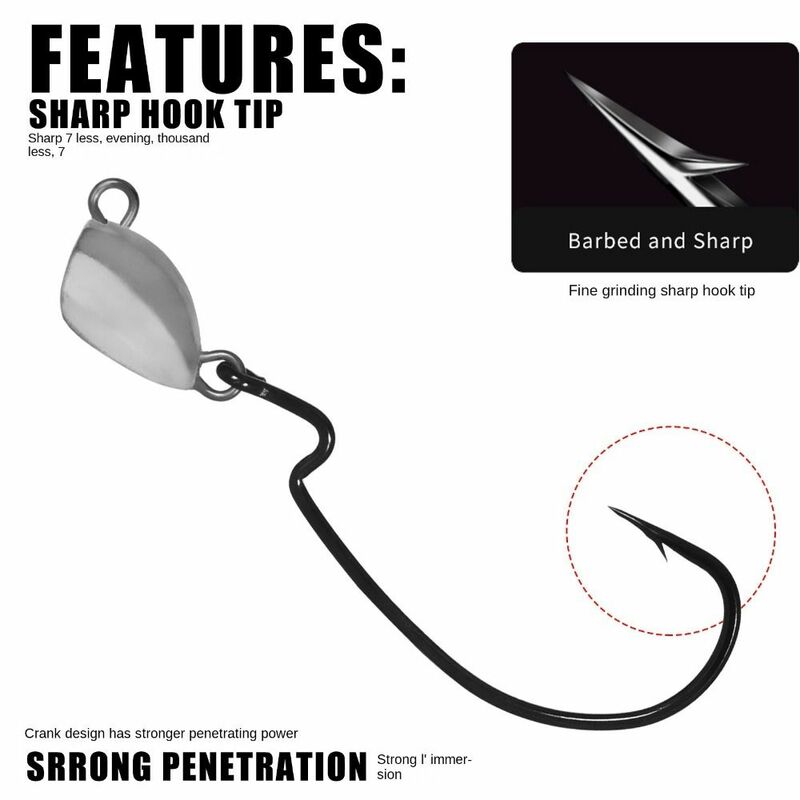 Turn Ring Sequins Lead Weight Head hook 3.5g 5g 7g 10g Soft Lure Barbed Hooks Carbon Steel Sharp Fishing Hook Fishing Tackle