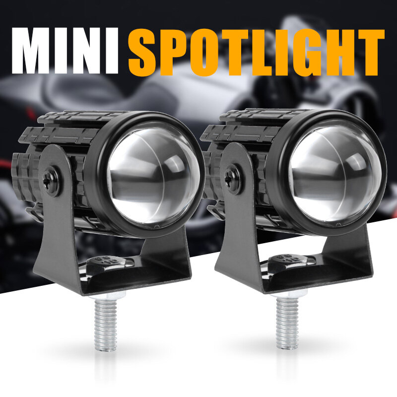 Lente de projetor universal spotlight para motocicleta, mini farol LED feixe alto e baixo lâmpada de condução branca para caminhões, SUV, ATV, carros