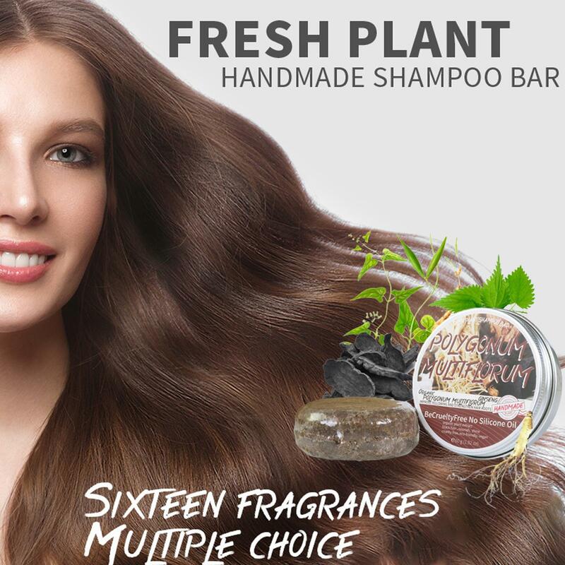 60G szamponu przyciemniającego Hira szampon barowy do pielęgnacji włosów z naturalnym organicznym mydło wyrabiane ręcznie skuteczny siwe włosy