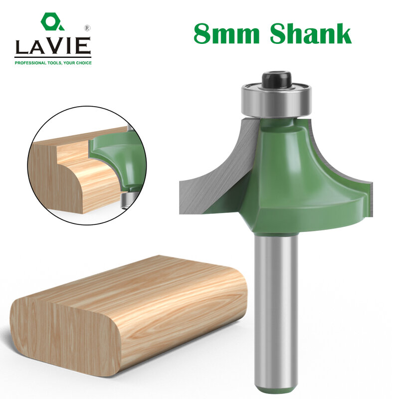 LAVIE 1pc 8mm Corner Round Over Router Bit With Bearing For Wood Woodworking Tool Tungsten Carbide Milling Cutter MC02022