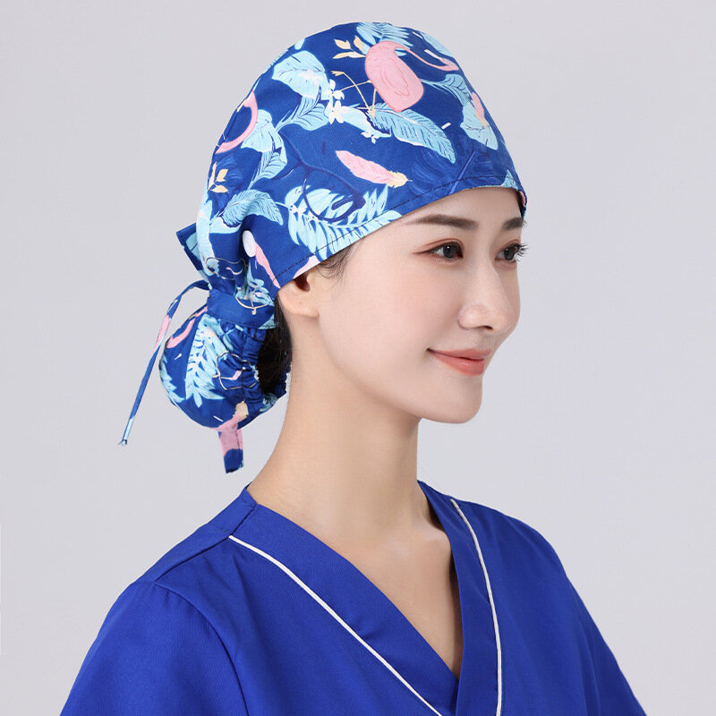 Рабочая шляпа для операционной, Женская шляпка с длинным ворсом, шапки для шеф-повара, головной убор для медсестры, тюрбан, хлопчатобумажный стиль