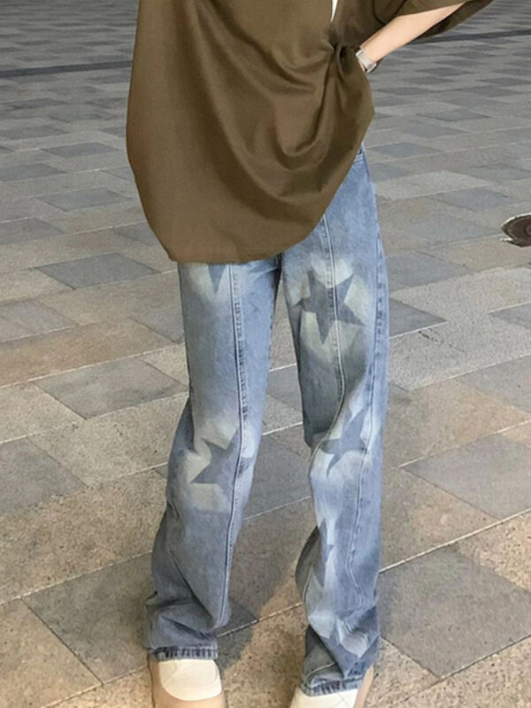 Джинсы женские нишевые дизайнерские Молодежные эластичные брюки с узором модная уличная одежда для студентов для отдыха универсальные мягкие шикарные