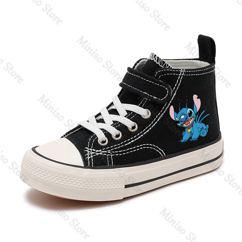 Disney-Children's Lilo and Stitch Cartoon Print Canvas Shoes, Tênis, Casual, Esportes, De cima, Tênis, Meninos, Meninas, Crianças, 4 estações