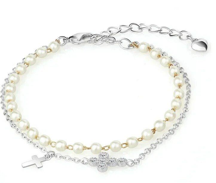 YTF1360 925 Sterling Silver Wedding Pearl zircone collana orecchini crystal lovers bracciale