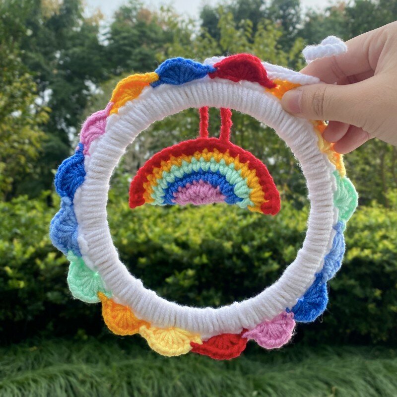 Tecido Rainbow Car Pendurado Tassel, DIY Handmade Knitting Plush Rainbow Pendant, Ornamento de suspensão, Auto Acessórios Interiores