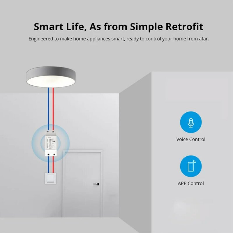 Sonoff Basic R2 스마트 스위치 원격 컨트롤러, 와이파이 DIY 인터럽터, 스마트 홈 eWeLink 앱 제어, 알렉사 구글 홈으로 작동