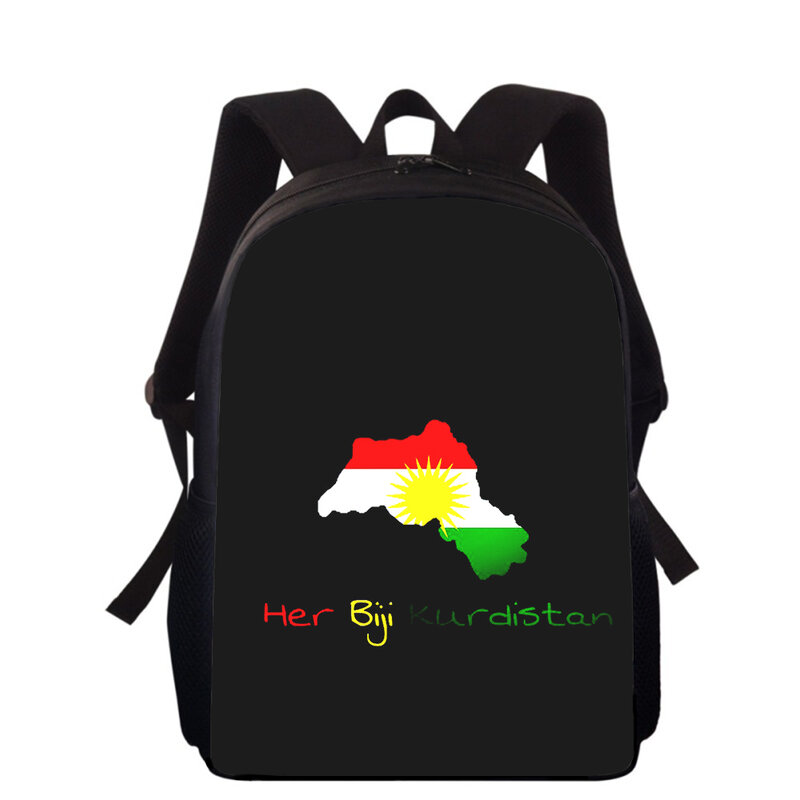 Kurdistan Flag 15” 3D Print Kids Backpack Primary School Bags for Boys Girls Back Pack Students School Book Bags