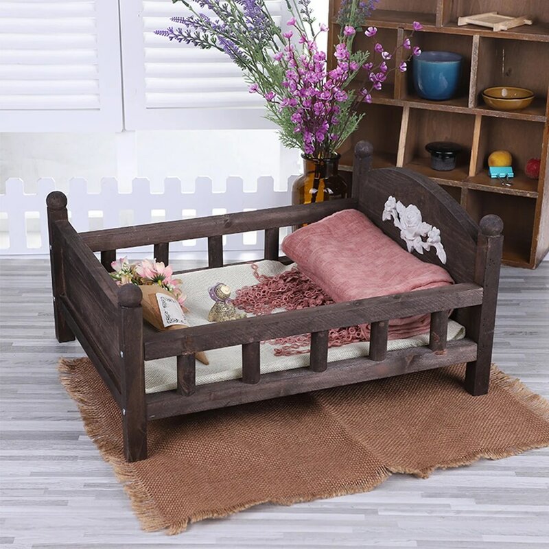 سرير خشبي لطيف لتصوير الأطفال ، استوديوهات ، طفولة ، سرير لحديثي الولادة ، خلفية صور ، قابلة للفصل ، جميلة ، متينة ، هدية