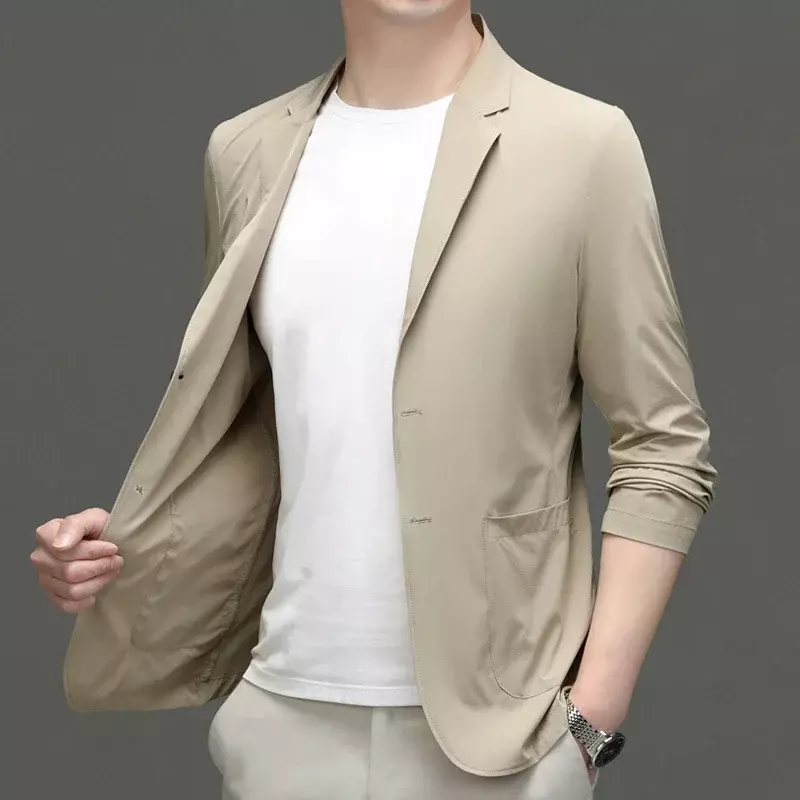 Костюм мужской летний солнцезащитный, легкий шелковый пиджак в западном стиле, большие размеры, весна-осень 2023