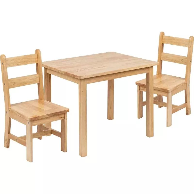 Kids Solid Hardwood Table and Chair Set for Playroom Bedroom Wooden Children's Table and Chairs Study Reading Game Childrens