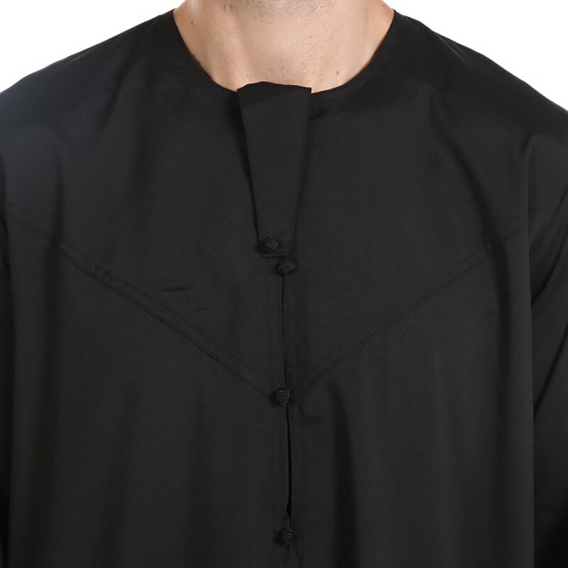 เสื้อคลุมสีดำแบบสวมศีรษะ2023แขนยาวแบบสวมหัวคอกลมสำหรับสุภาพบุรุษชาวอาหรับฮุยเสื้อระบายสีขาว