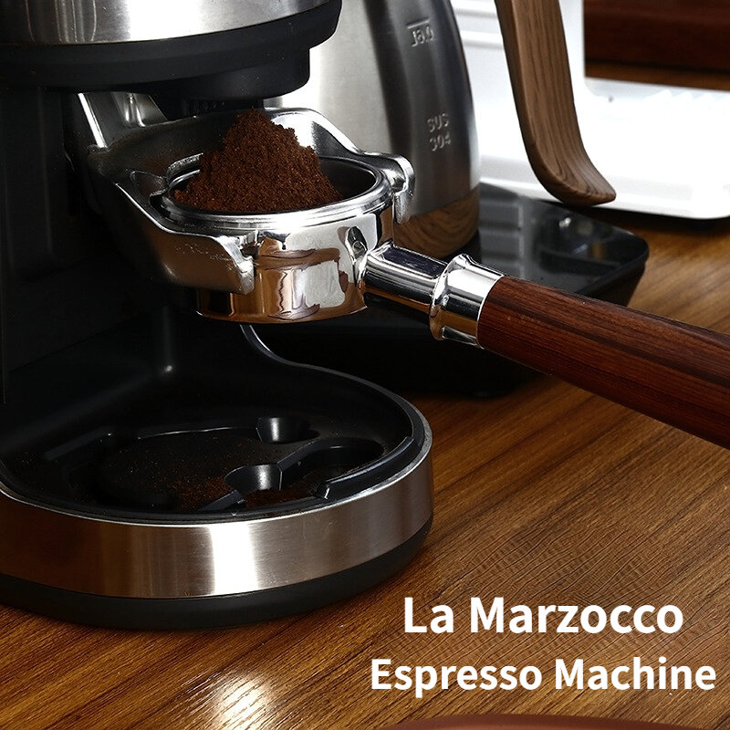 58mm La Marzocco Bottomless Portafilter Espresso Machine 2 Ears with Stainless Steel Filter Basket and Solid Wood Handle