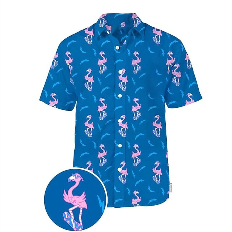 2024 Zomer Shirt Heren Hawaiiaanse Heren Korte Mouwen Shirt Eendenprint Heren Strand Reizen Vrije Tijd