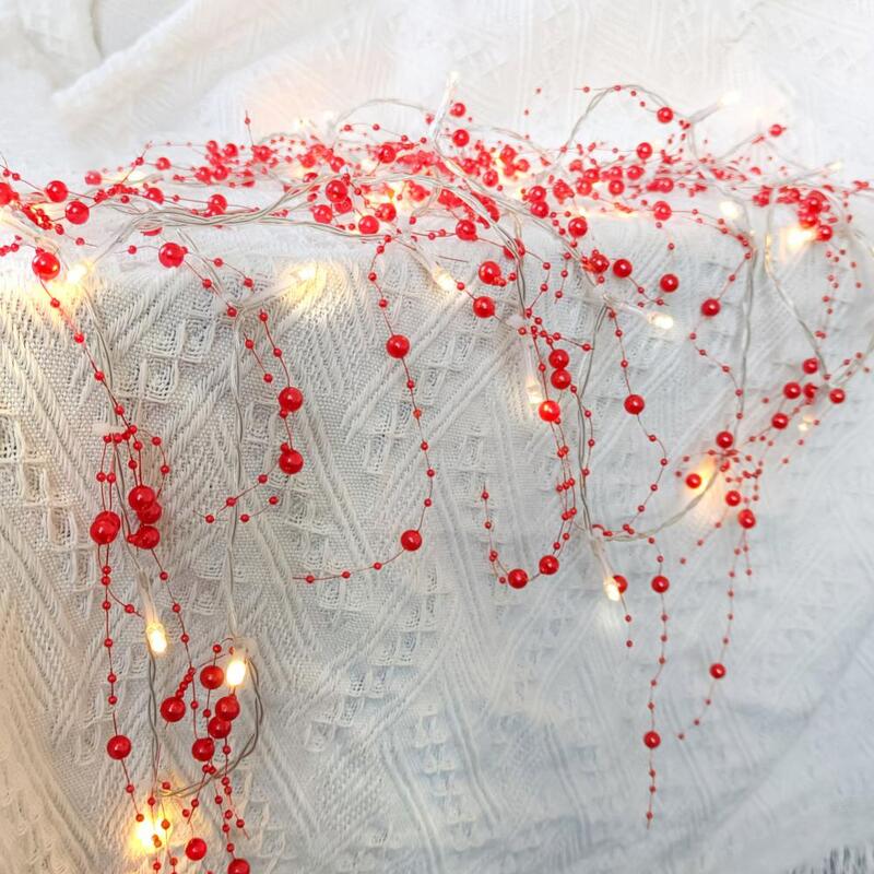 Natal led pérola berry string luz guirlanda romântico festa de casamento festival decorações adereços casa decorações de natal