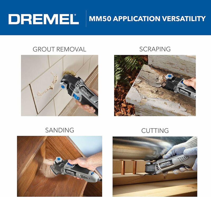 Dremel MM50-01 Multi-Max Oscillating DIY Tool Kit with Tool-LESS Accessory Change- 5 Amp 30 Accessories- Compact Head