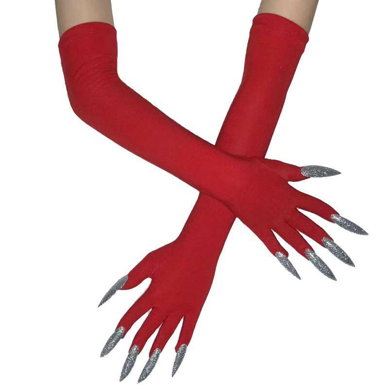 Coole Halloween-Handschuhe Ghost Claw Dress Up Handschuhe Mode rote Handschuhe lange Nägel Cosplay Halloween lustige Handschuhe c068