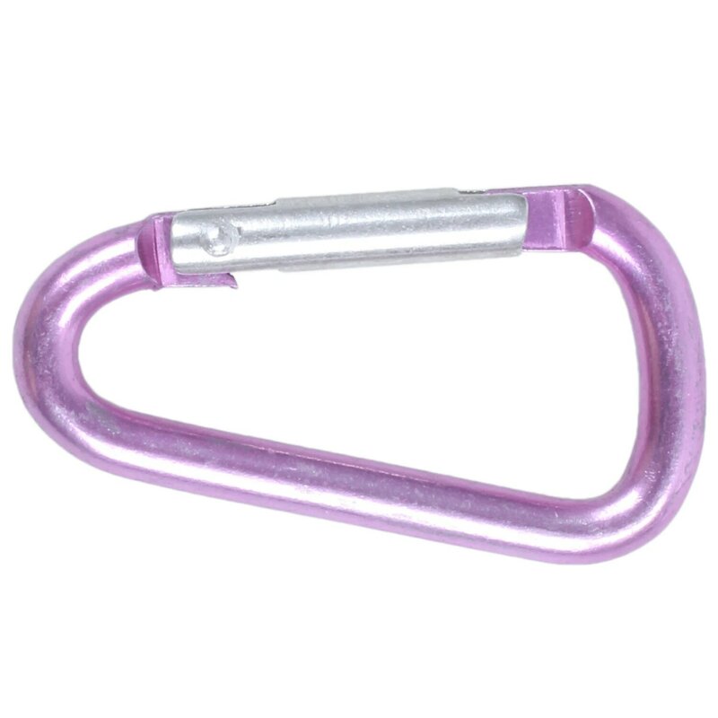 Pink aluminum alloy D-shape spring-loaded gate closure carabiner