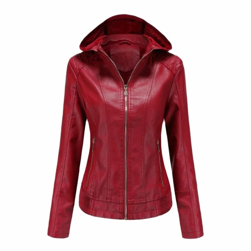 Women Thick Warm Fleece Removable Hooded Coat Female Manteau Hiver Motorcycle Pu Outerwear Velvet Winter Leather Jacket
