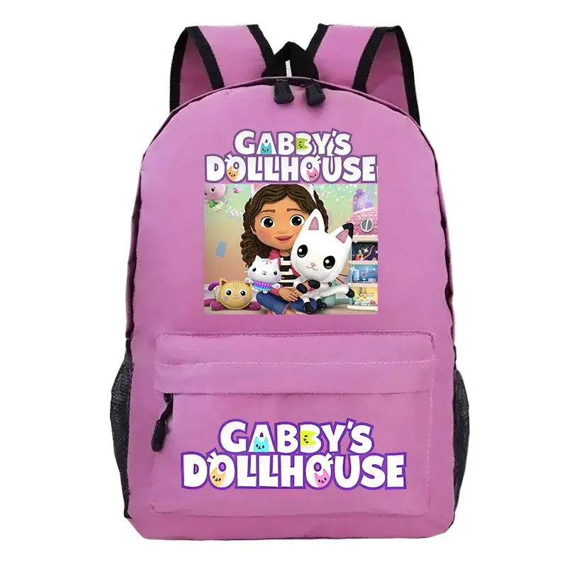 Gabbys 인형의 집 배낭 만화 소년 소녀 학교 가방, 어린이 백팩, 학생 학교 모칠라 책 가방, 십대 러스크색
