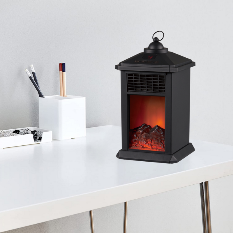 Electric Ceramic Desktop Lantern Fireplace, Black