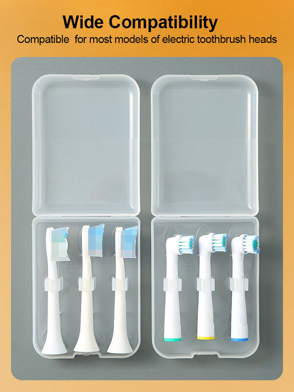 Escova de dentes elétrica Head Travel Case, Dentes Brush Nozzle Storage Box, Heads Organizer, Dust Proof Cover para Home, 3 Pcs