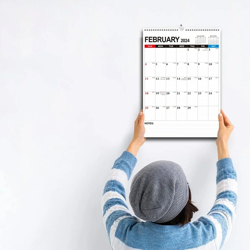 English Wall School 2024 Spiral Calendar Yearly Planner Sheet Memo Pad Agenda Schedule Organizer Check List Home Office