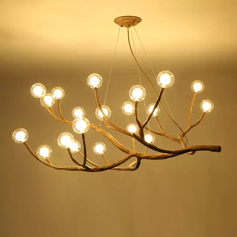 Vintage Hanglampen Boomtakken Kroonluchter Hars Led Kroonluchter Lustre Opknoping Lichten Luxe Woonkamer Decoratie
