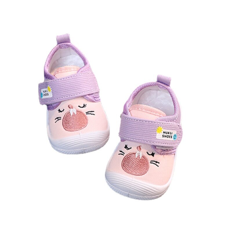 Sapatos de caminhada bonitos dos desenhos animados para bebê, Soft Sole, Antiderrapante, Tênis respiráveis para criança, Meninos e meninas infantis, Crib Shoes