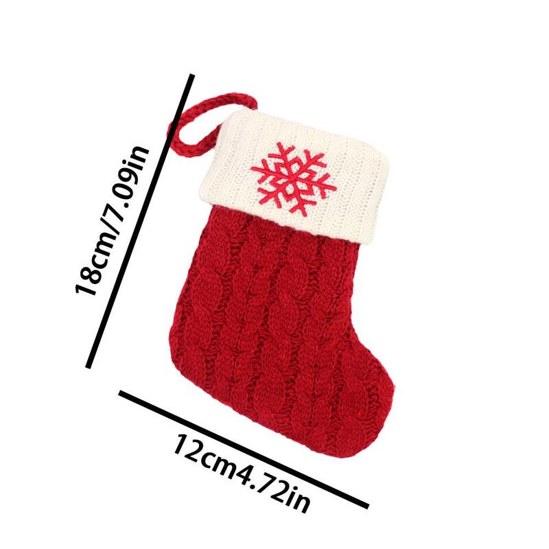 1Pc Kerst Sokken Cadeau Tas Breien Sneeuwvlok Paw Kous Kerst Decoratie Voor Thuis Kerstboom Ornament Opbergtas