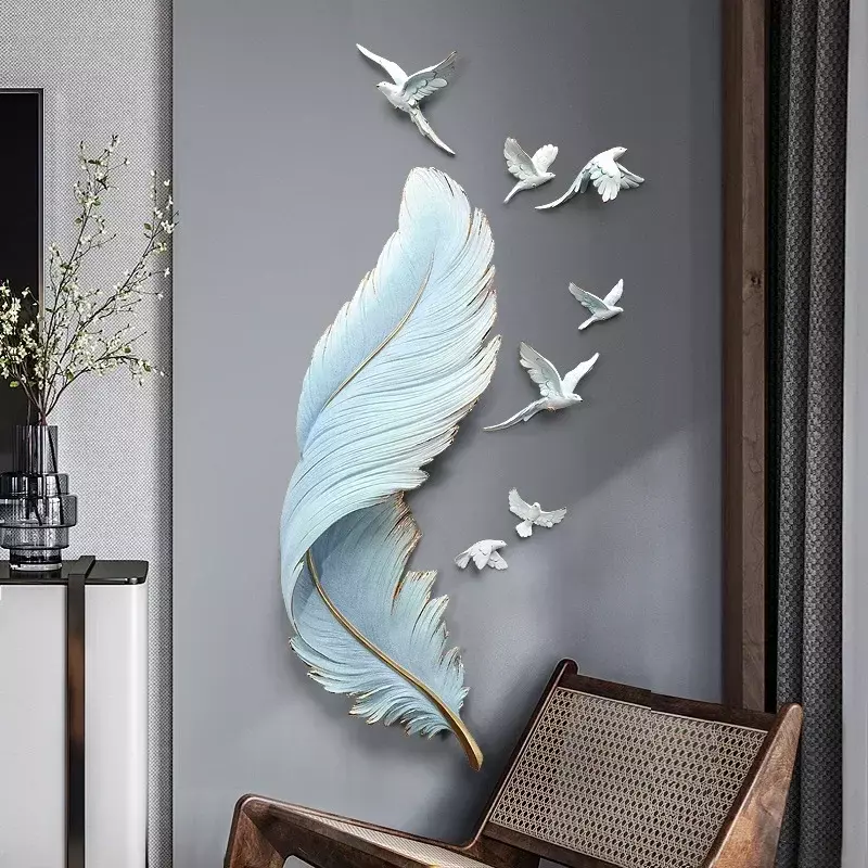 Feather Wall Decor Living Room Luxury Decoration Hanging Wall Crafts Sofa Background Wall Restaurant Creative Home Accents