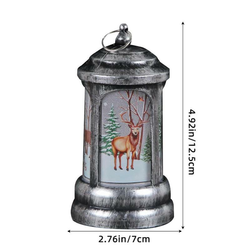 Christmas Lanterns Vintage Snowman Elk Santa Wind Light LED Night Lamp Night Light Xmas Lantern Centerpieces Christmas Decor