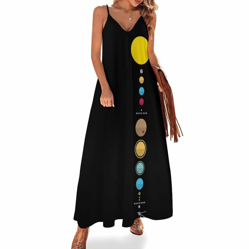 فستان سهرة بدون أكمام مع نظام شمسي للنساء