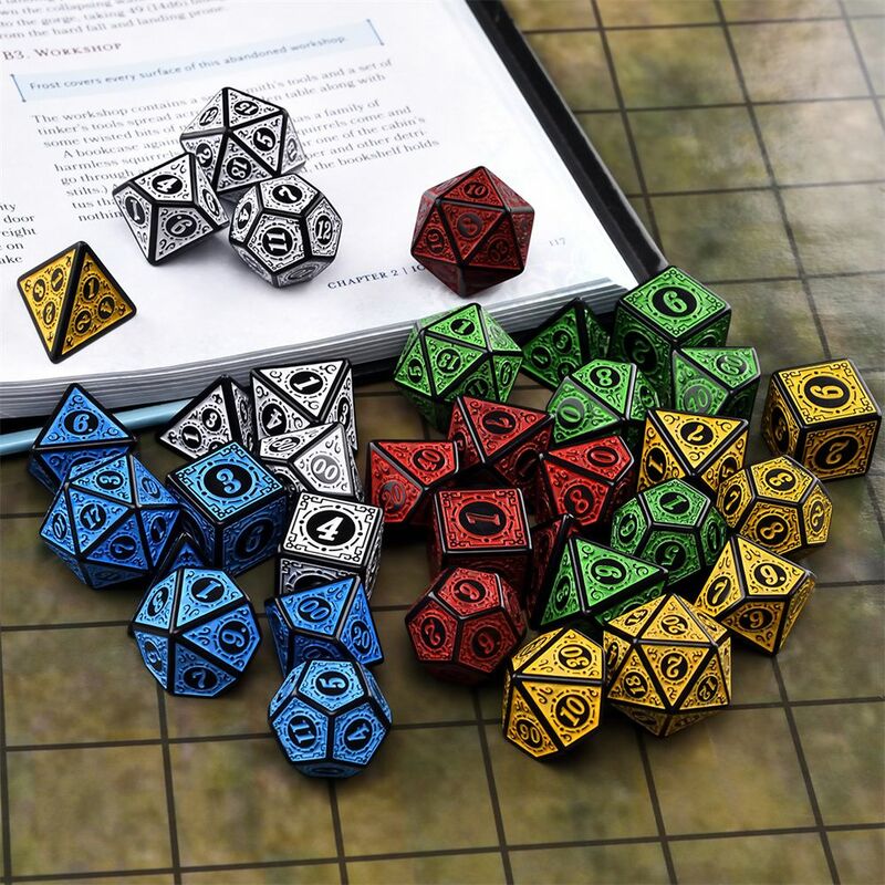 35/21/7Pcs DND Dice Set Multi Sides Polyhedral D4 D6 D8 D10 D12 D20 Dice for Role Playing Board Table Game Math Tabletop RPG