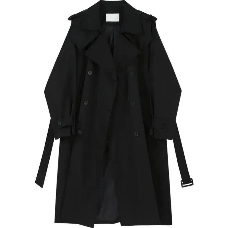 2024 nuova moda primavera/estate Trench femminile doppio petto di media lunghezza Lace Up cappotto giacca a vento da donna Slim Fit in stile britannico