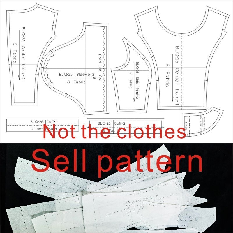 Making clothes pattern women's temperament high waist V-neck dress sewing pattern 1:1 physical pattern BLQ-605